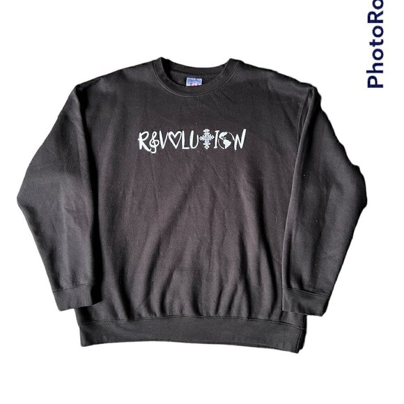 revolution black Oversized Heavy Blend Graphic Crewneck Sweatshirt-Size 2XL - Picture 2 of 4